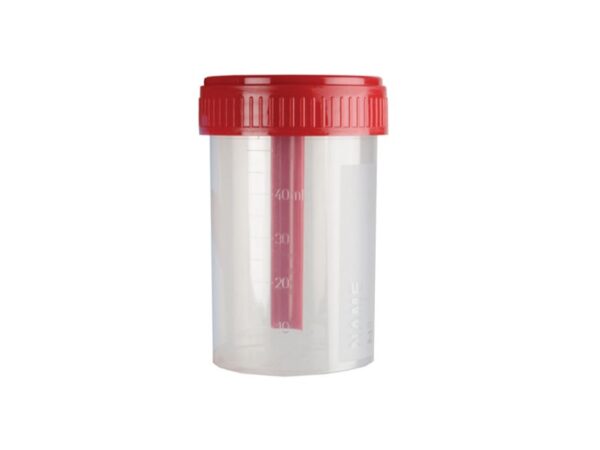 Contenitore Feci Coprotainer 60 ml Camera Bianca ISO8 con Tappo a Vite Rosso - 1