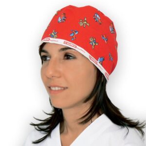 Cappellino Chirurgico in Puro Cotone Fantasia Rosso - 20 pezzi - 2