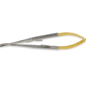 Porta Aghi Castroviejo CT Curvo 14 cm con Punte Lisce - Linea Gold - 5 pz