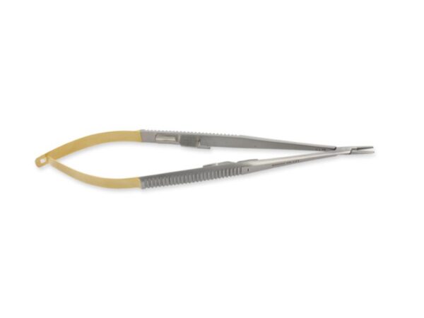 Porta Aghi Castroviejo C.T. Retto 14 cm Punte Zigrinate in Carburo di Tungsteno