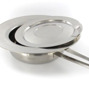 Padella Rotonda in Acciaio Inox con Coperchio e Manico Dritto 320x85 mm - 4 pz