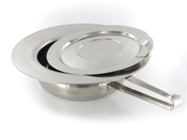 Padella Rotonda in Acciaio Inox con Coperchio e Manico Dritto 320x85 mm - 4 pz