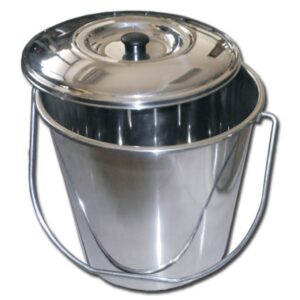 Secchio in Acciaio Inox con Coperchio - 12 Litri - diametro 290x300 mm - 2 pezzi