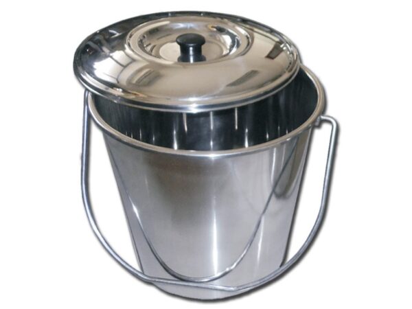 Secchio in Acciaio Inox con Coperchio - 12 Litri - diametro 290x300 mm - 2 pezzi