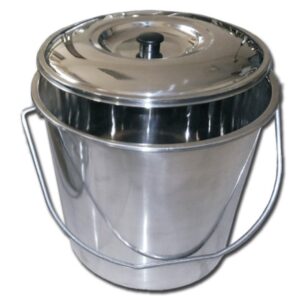 SECCHIO ACCIAIO INOX con coperchio - 15 litri - 2 pezzi