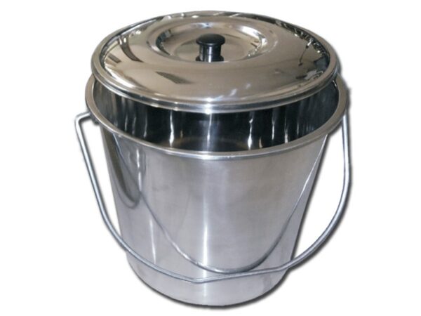SECCHIO ACCIAIO INOX con coperchio - 15 litri - 2 pezzi