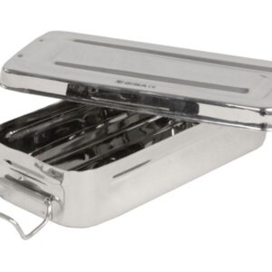 Scatola in Acciaio Inox 18x8x4 cm con Manici Autoclavabile 134°C - 10 pezzi - 2