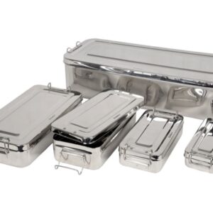 Scatola in Acciaio Inox con Manici 20x10x4,5 cm - Autoclavabile 134°C - 10 pezzi - 3