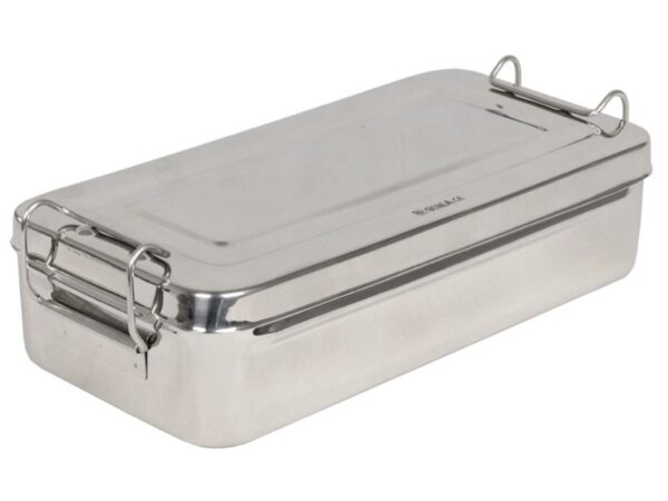 Scatola in Acciaio Inox con Manici Autoclavabile 25 x 12,5 x h 4,6 cm - 6 pezzi