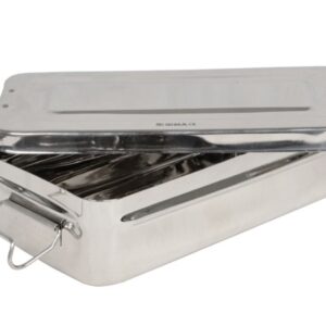 Scatola in Acciaio Inox con Manici Autoclavabile 25 x 12,5 x h 4,6 cm - 6 pezzi - 2