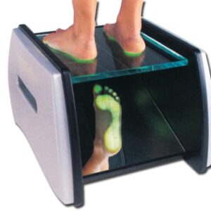 Podoscopio a LED per Analisi Plantare, Struttura in Legno e Piano in Cristallo