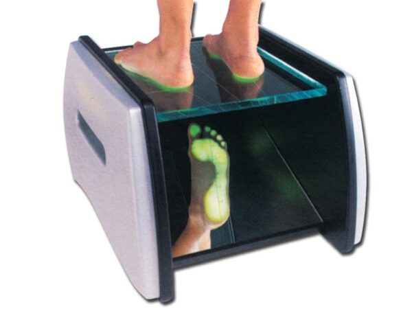 Podoscopio a LED per Analisi Plantare con Struttura in Legno e Piano in Cristall
