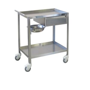 Carrello Dressing per Medicazione Inox, 2 Ripiani 70x50 cm e Cassetto