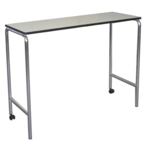 Tavolo Servipranzo per Pazienti in Alluminio Lucido con Ripiano Laminato Bianco