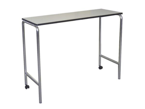 Tavolo Servipranzo per Pazienti in Alluminio Lucido con Ripiano Laminato Bianco