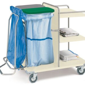Carrello per Lavanderia in Acciaio Verniciato con 4 Ruote e Freni