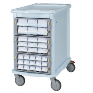 Carrello Farmacia Double Face con 3 Cassetti Grandi e 30 Cassetti Monodose - 1