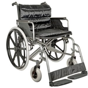 Carrozzina Extra Large a Doppio Incrocio Seduta 55 cm Tessuto Nero - 1