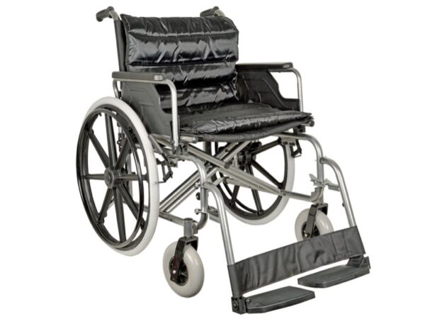 Carrozzina Extra Large a Doppio Incrocio Seduta 55 cm Tessuto Nero