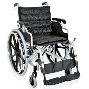Carrozzina Deluxe in Alluminio a Doppio Incrocio Seduta 46 cm Tessuto Nero - 1