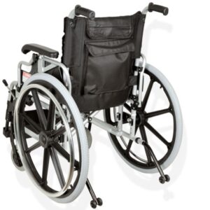 Carrozzina Deluxe in Alluminio a Doppio Incrocio Seduta 46 cm Tessuto Nero - 2