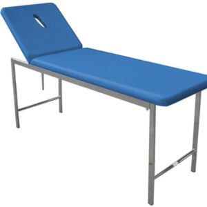 Lettino Classico da Visita con Foro 23x12 cm, Struttura Acciaio Cromato - Blu
