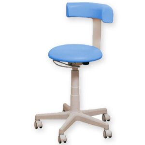 Sgabello Girevole Ambulatorio Inox, Ruote Autofrenanti, senza Anello - Azzurro