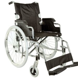 Carrozzina Pieghevole Royal a Doppio Incrocio Seduta 46 cm Tessuto Nero - 1