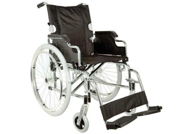 Carrozzina Pieghevole Royal a Doppio Incrocio Seduta 46 cm Tessuto Nero