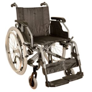 Carrozzina King in Alluminio con Seduta 46 cm Tessuto Nero a Doppio Incrocio - 1