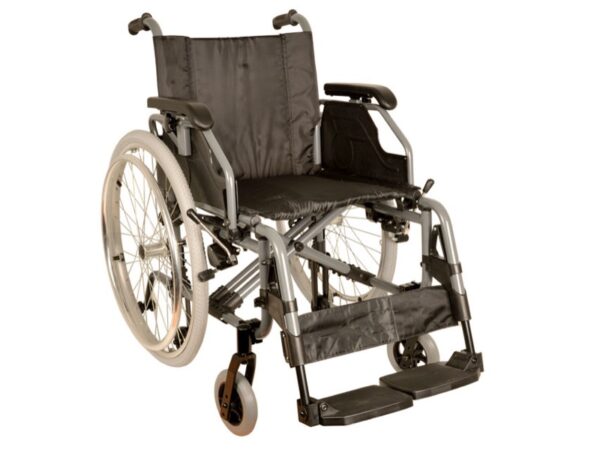 Carrozzina King in Alluminio con Seduta 46 cm Tessuto Nero a Doppio Incrocio