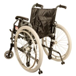 Carrozzina King in Alluminio con Seduta 46 cm Tessuto Nero a Doppio Incrocio - 3