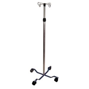 Asta Portaflebo 4 Ganci Inox su Piantana a 4 Ruote 130-220 cm - 4 pz