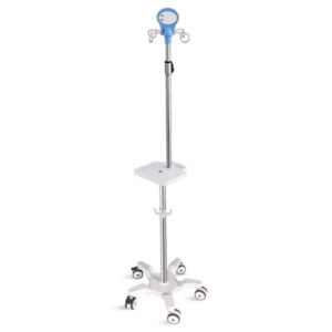 Piantana per Pompe Infusionali a 5 Ruote Inox con Manico Ripiano 4 Ganci - 2 pz - 1