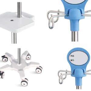 Piantana per Pompe Infusionali a 5 Ruote Inox con Manico Ripiano 4 Ganci - 2 pz - 2