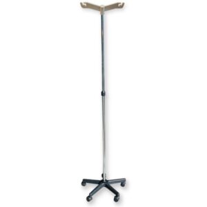 Asta Portaflebo 2 Ganci Acciaio Cromato su Piantana a Rotelle 160-210 cm - 4 pz