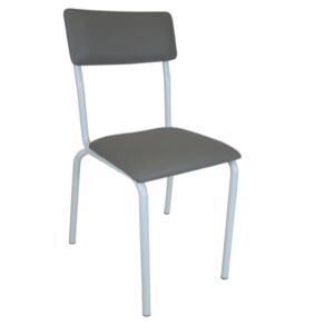 Sedia Imbottita senza Braccioli in Acciaio Inox Verniciato Bianco Impilabile