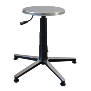 Sgabello a Base Fissa, Sedile Inox AISI 304 diam. 32 cm, Base Alluminio