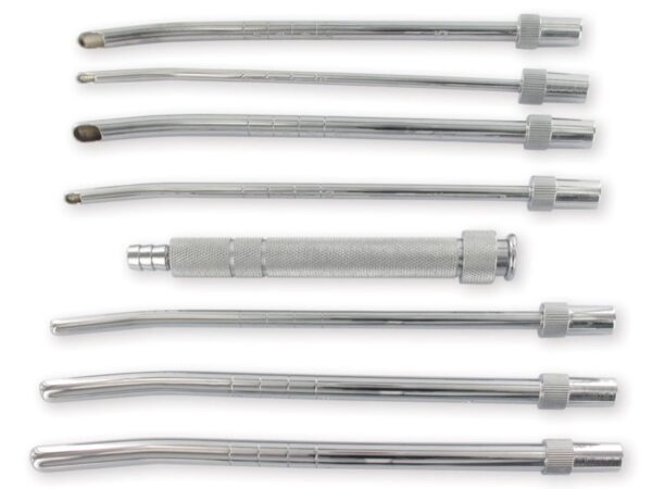 Set Cannule Aspirazione Uterina in Ottone Cromato, 7 Cannule - 2 set