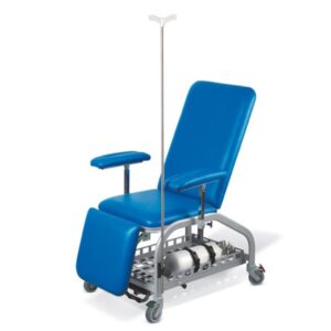 Poltrona Donatori a Rotelle per Prelievo in Acciaio Verniciato Blu - 1