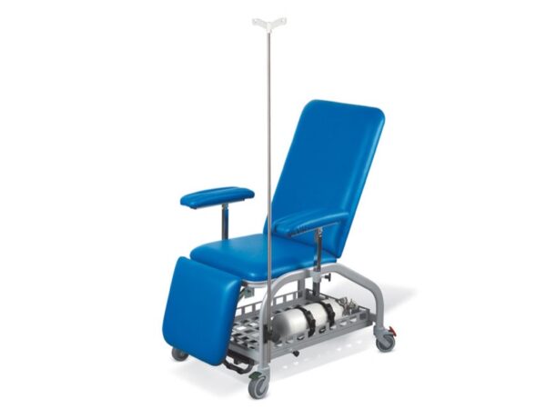 Poltrona Donatori a Rotelle per Prelievo in Acciaio Verniciato Blu