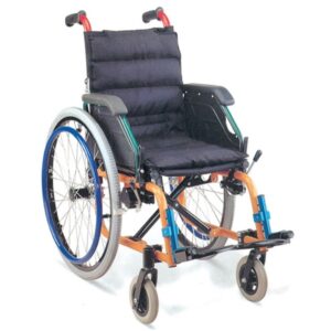 Carrozzina Pediatrica a Rotelle Seduta 35 cm Struttura a Incrocio Tessuto Nero