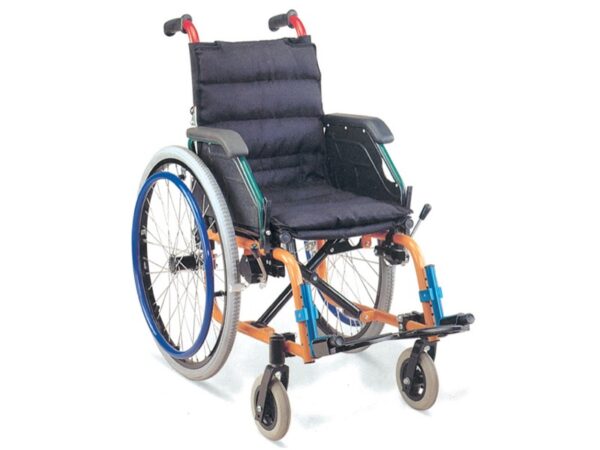 Carrozzina Pediatrica a Rotelle Seduta 35 cm Struttura a Incrocio Tessuto Nero