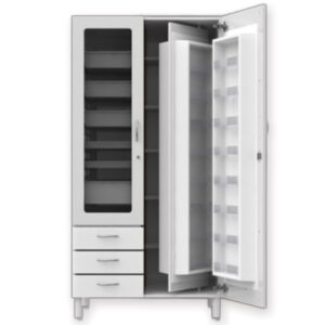 Armadio Medicinali Combo Bilaminato Bianco 96x66x195 cm - 30 Scomparti, 6 Vassoi - 1