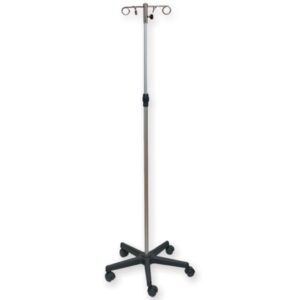 Asta Portaflebo 4 Ganci Acciaio Cromato su Piantana a Rotelle 160-210 cm - 3 pz