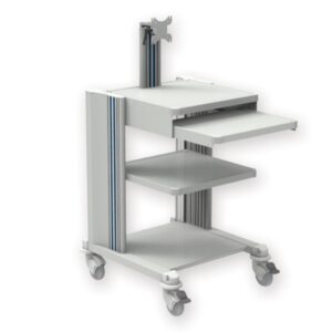 Carrello con 2 Ripiani, Supporto Tastiera, Supporto Monitor e Cassetto - 1