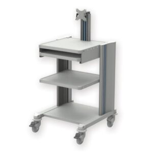 Carrello con 2 Ripiani, Supporto Tastiera, Supporto Monitor e Cassetto - 2