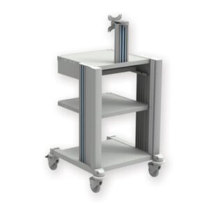 Carrello con 2 Ripiani, Supporto Tastiera, Supporto Monitor e Cassetto - 3