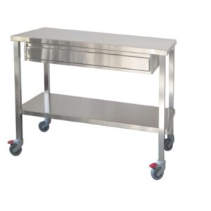 Tavolo da Lavoro in Acciaio Inox AISI 304 con Due Cassetti per Lato 47x30x12 cm - 1