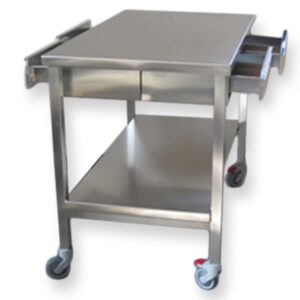 Tavolo da Lavoro in Acciaio Inox AISI 304 con Due Cassetti per Lato 47x30x12 cm - 2